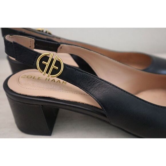 Cole Haan W27715 Women's 5.5B Black Leather The Go-To Slingback Pump 45MM - Picture 5 of 9